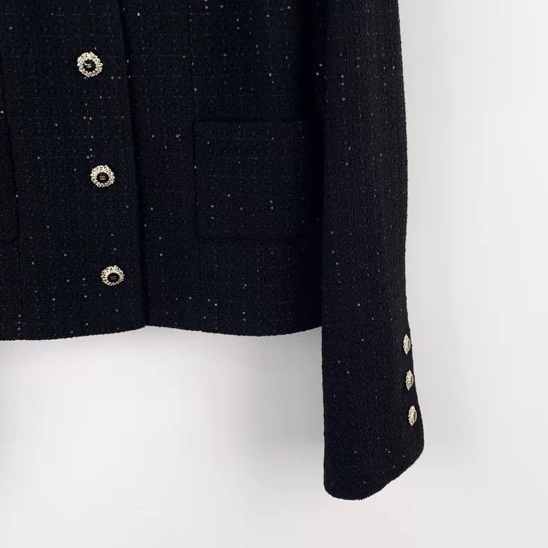 Chanel Chanel 25K black woven sequin tweed wool lapel single-brea Size XL / US 12-14 / IT 48-50 - 4 Thumbnail