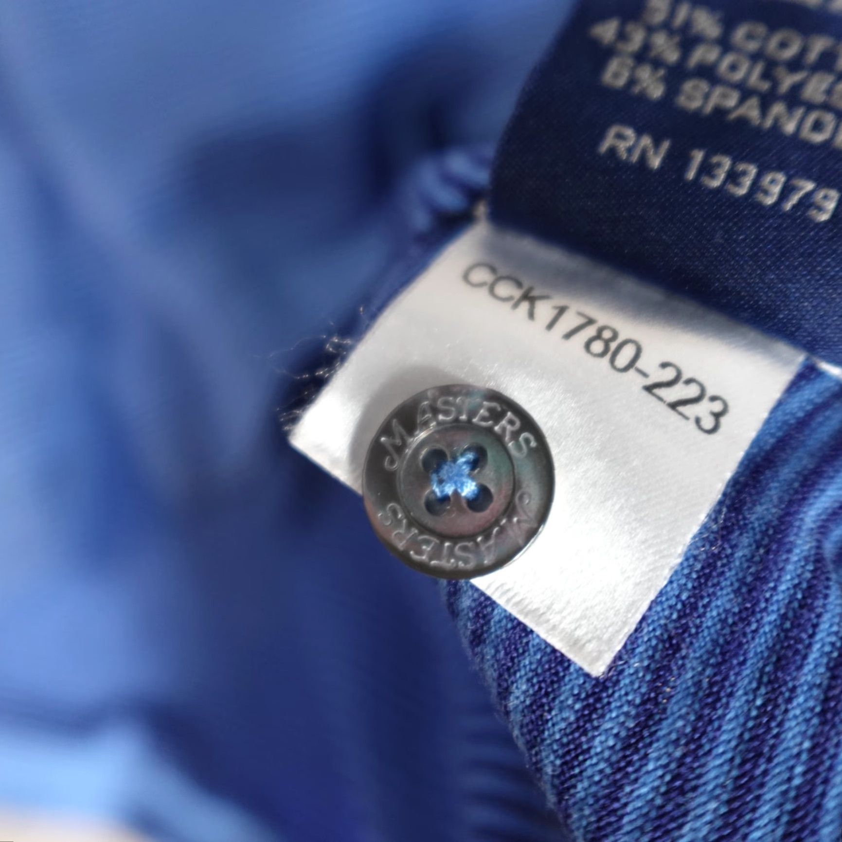 Vintage Masters Polo Shirt Mens Large Blue Striped Clubhouse Performance Made in Italy Size US L / EU 52-54 / 3 - 6 Thumbnail