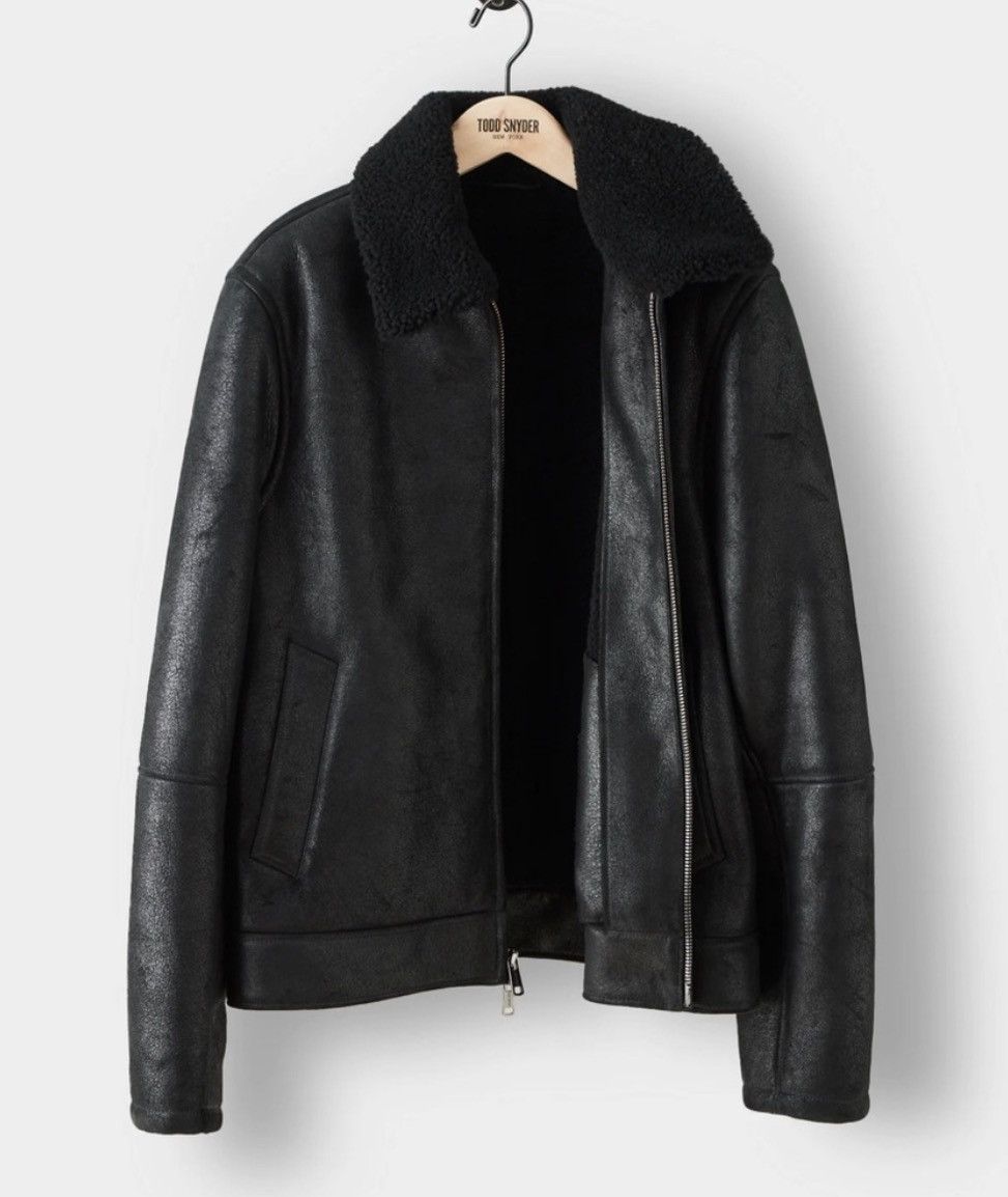 Todd Snyder Italian Shearling Leather Aviator Bomber Jacket Large Size US L / EU 52-54 / 3 - 9 Thumbnail
