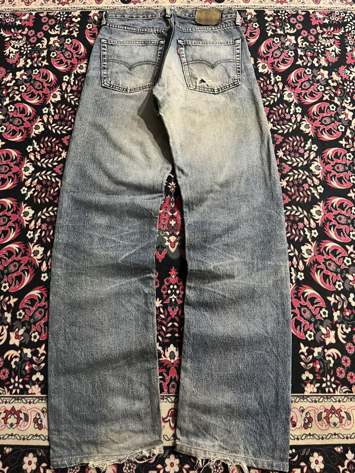 Levi's Vintage Levi’s 503 Blue Washed Distressed Straight Jeans Size US 30 / EU 46 - 2 Thumbnail