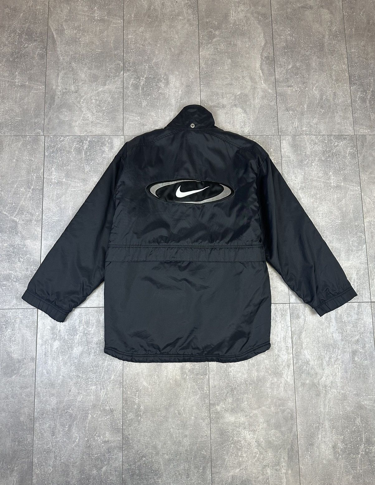 Vintage Men’s distressed Nike overprint logo swoosh jacket Size US S / EU 44-46 / 1 - 1 Thumbnail