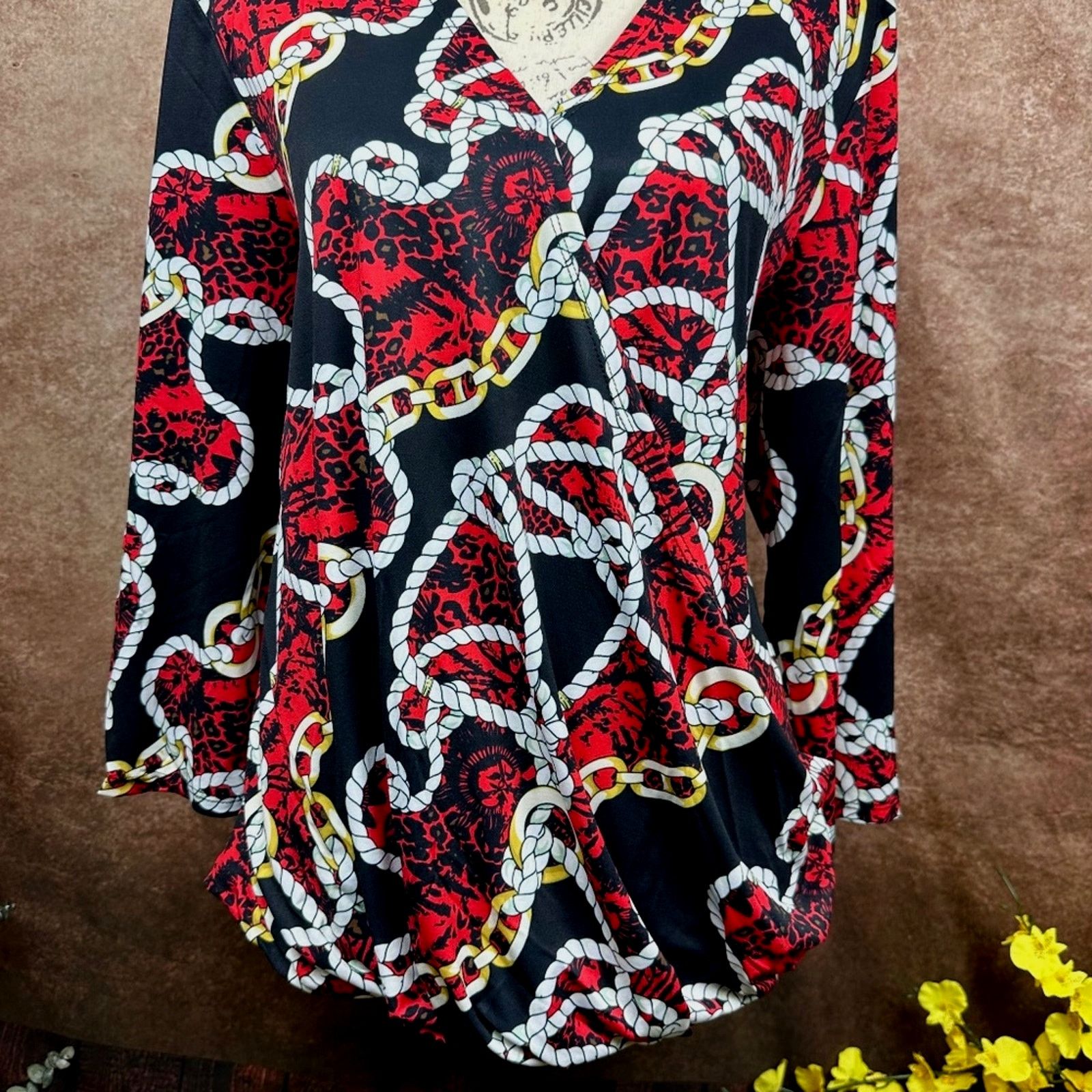 Other Shavonne Dorsey Chain/Rope Asymmetrical Blouse Red/Black L Size L / US 10 / IT 46 - 4 Thumbnail