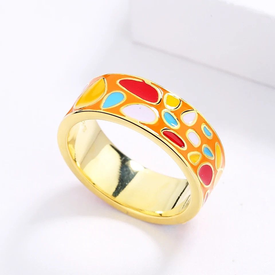 Jewelry Handmade Enamel Epoxy Irregular Ring Size ONE SIZE - 5 Thumbnail