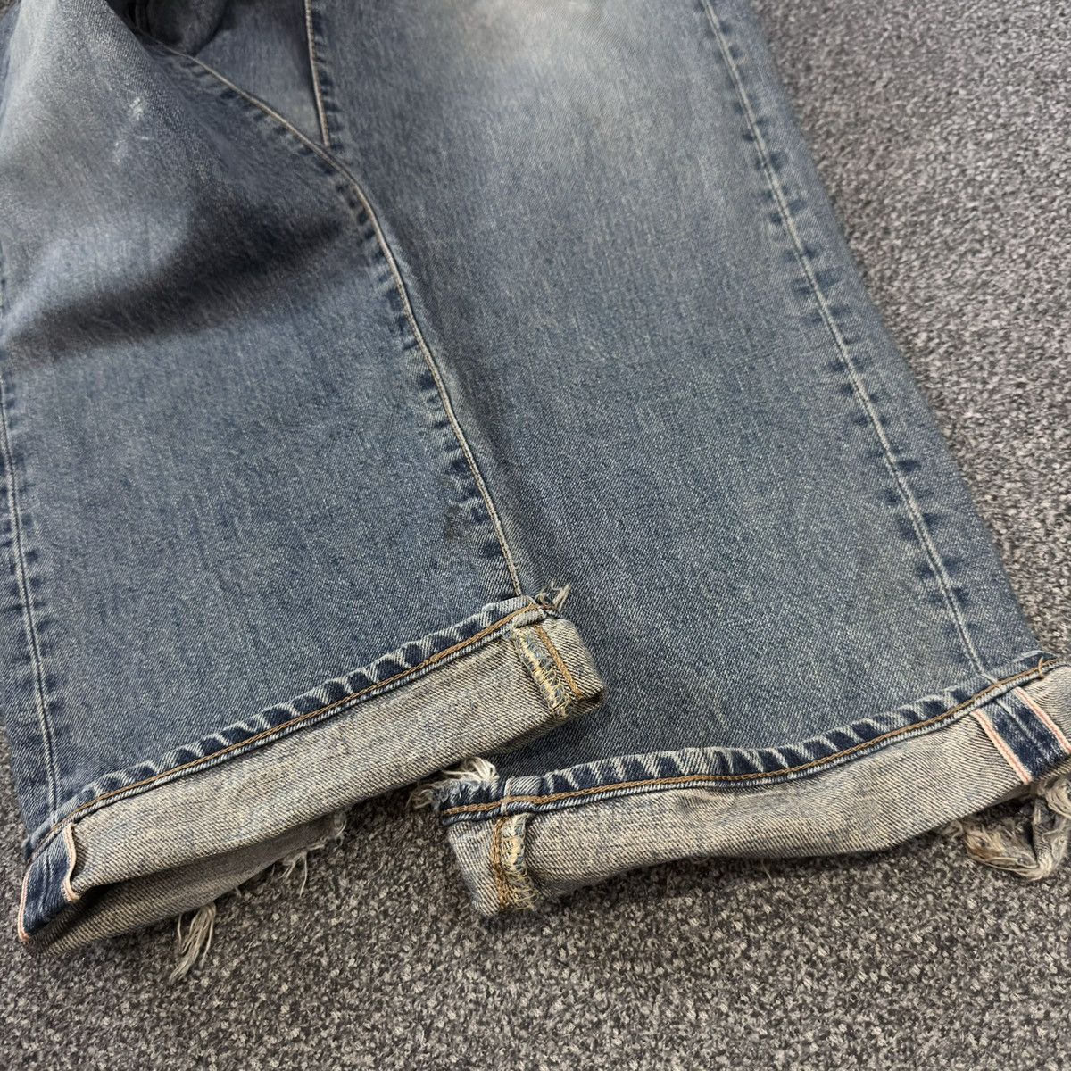 Kapital Vintage 90s Japanese Edwin 505x Destroyed Dirty Wash Denim Size US 31 - 5 Thumbnail