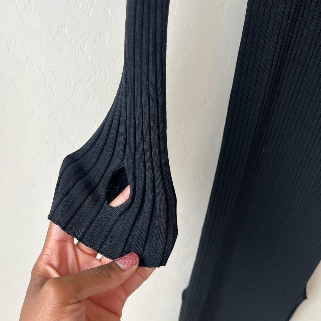 Toteme Toteme Orville Black Long Sleeve Ribbed Knit Boat Neck Midi Size M / US 6-8 / IT 42-44 - 4 Thumbnail