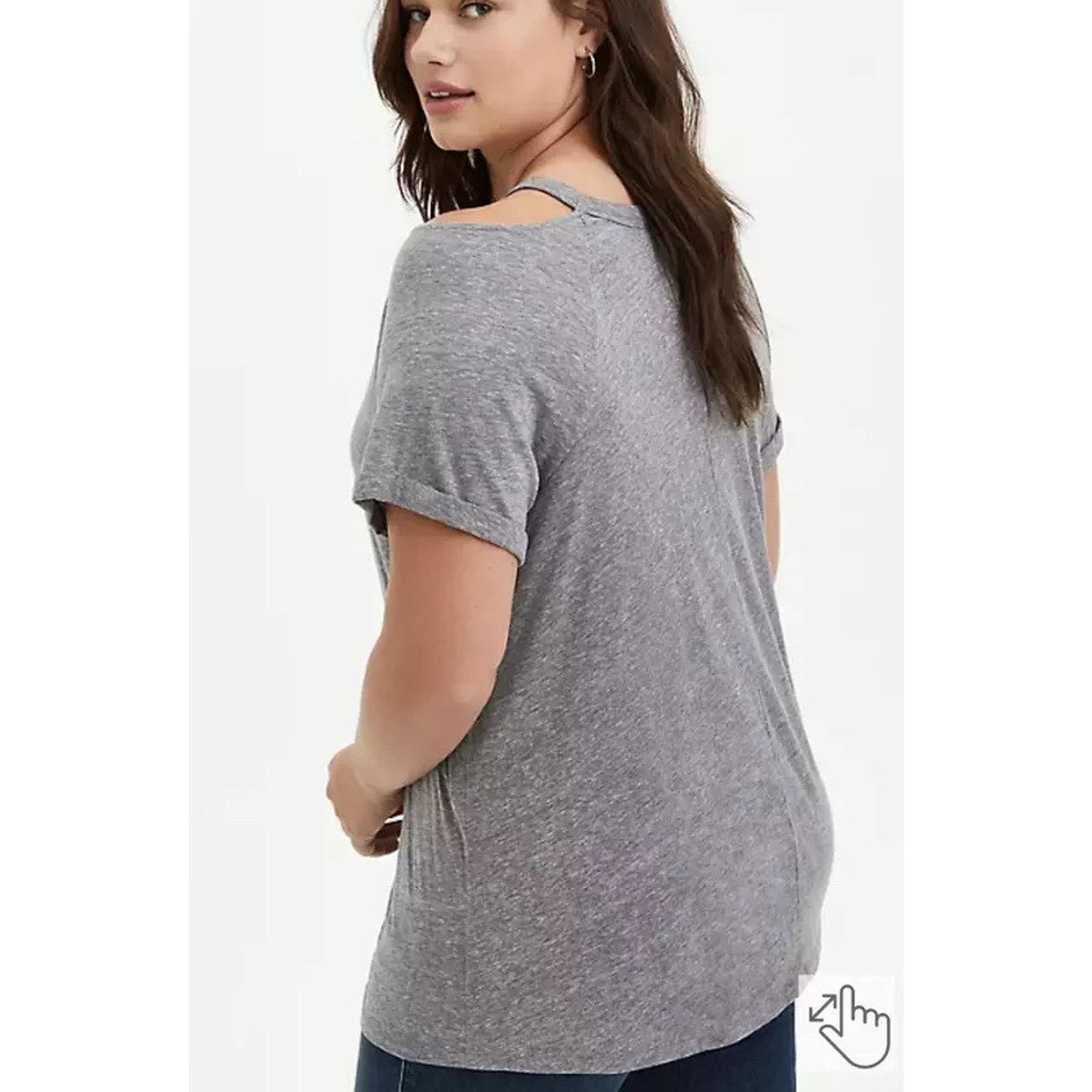 Torrid TORRID 3X HEART LIPS GREY COLD SHOULDER TEE NWT Size 3XL / US 20-22 - 3 Thumbnail