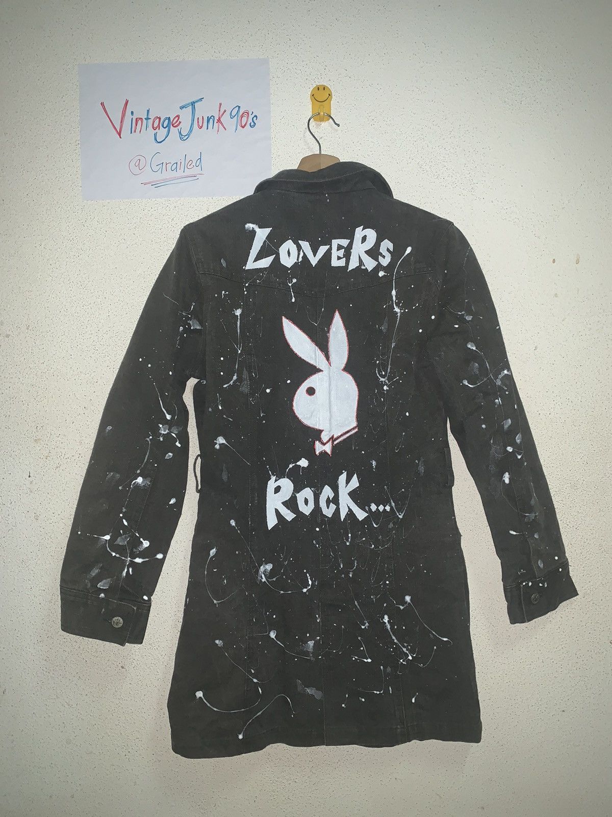 Vintage Playboy X Super Lovers Hand painting Fux faur parka