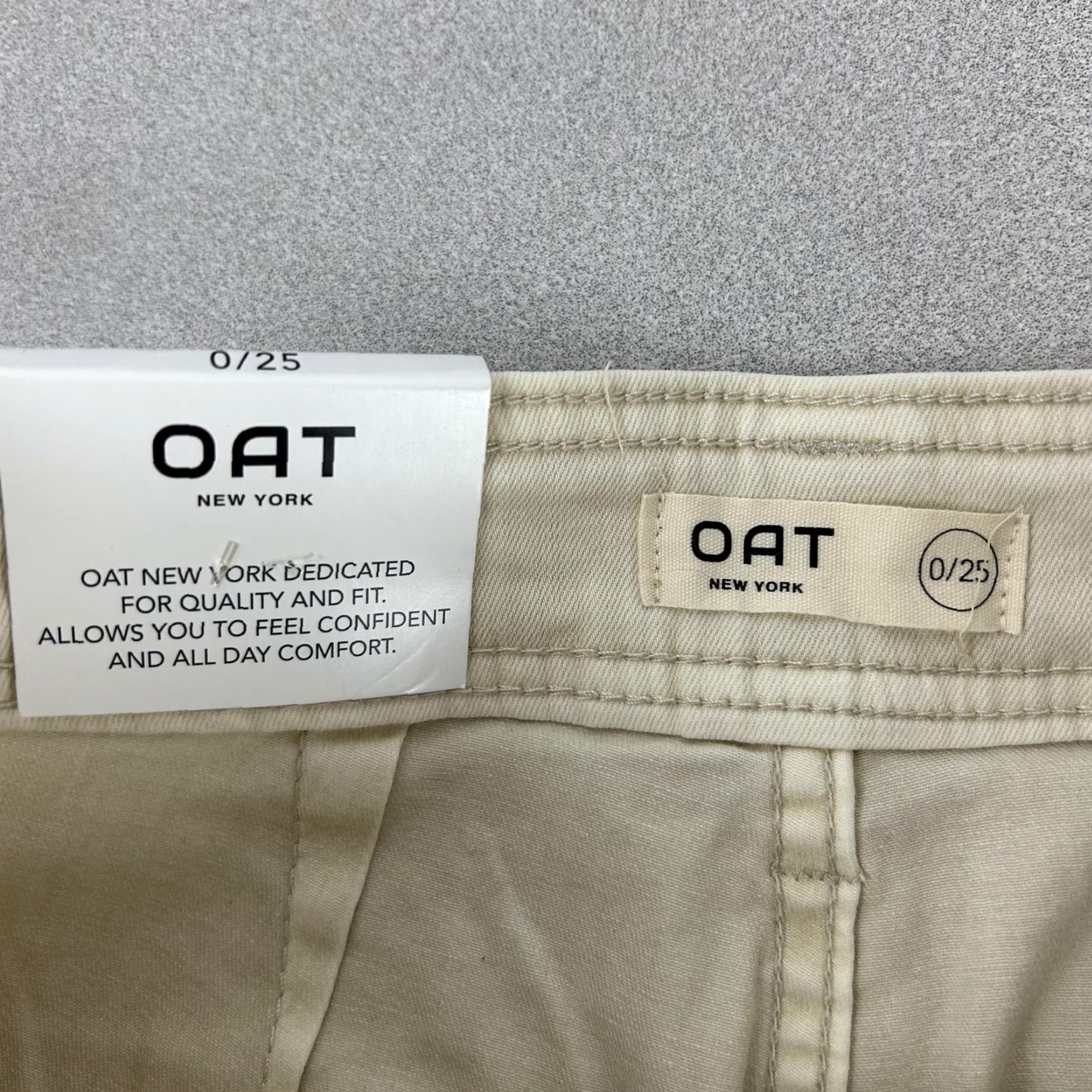 Vintage OAT New York Pants Womens 0/25 Beige High Rise Wide Leg Stretch Twill Chino Size 25" / US 0 / IT 36 - 3 Thumbnail