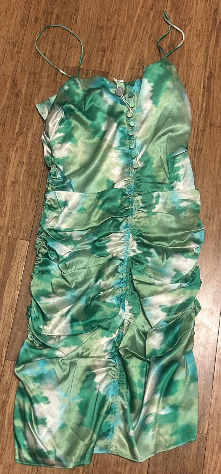 Ganni GANNI Ruched printed silk-blend satin mini dress Green Size M / US 6-8 / IT 42-44 - 6 Thumbnail