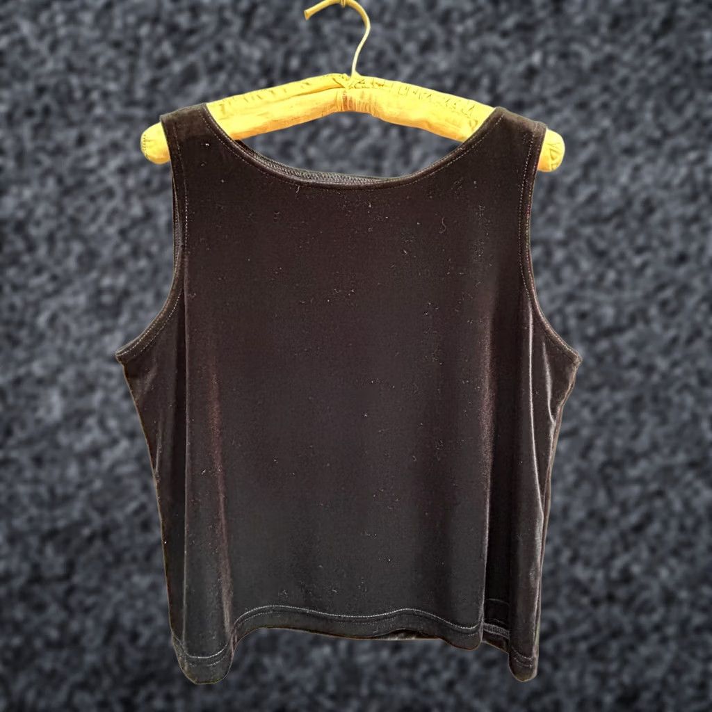Vintage VINTAGE Carol Anderson California Black Velvet Sleeveless Crop Tank Top L Size L / US 10 / IT 46 - 1 Thumbnail