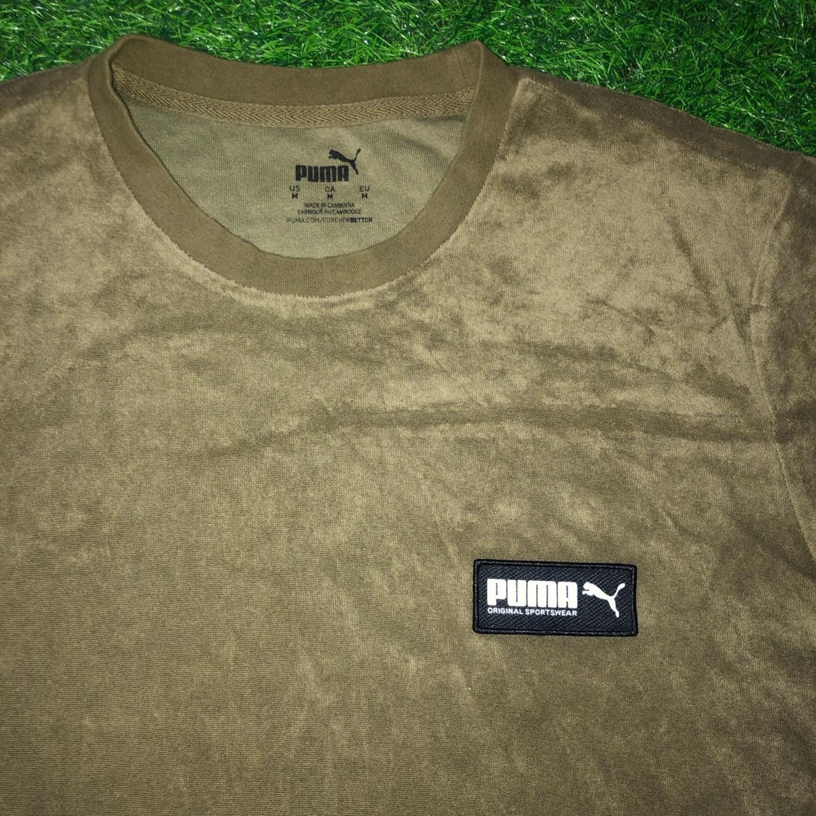 Puma Olive Green Puma Textured Felt Embroidered Tee Size US M / EU 48-50 / 2 - 3 Thumbnail