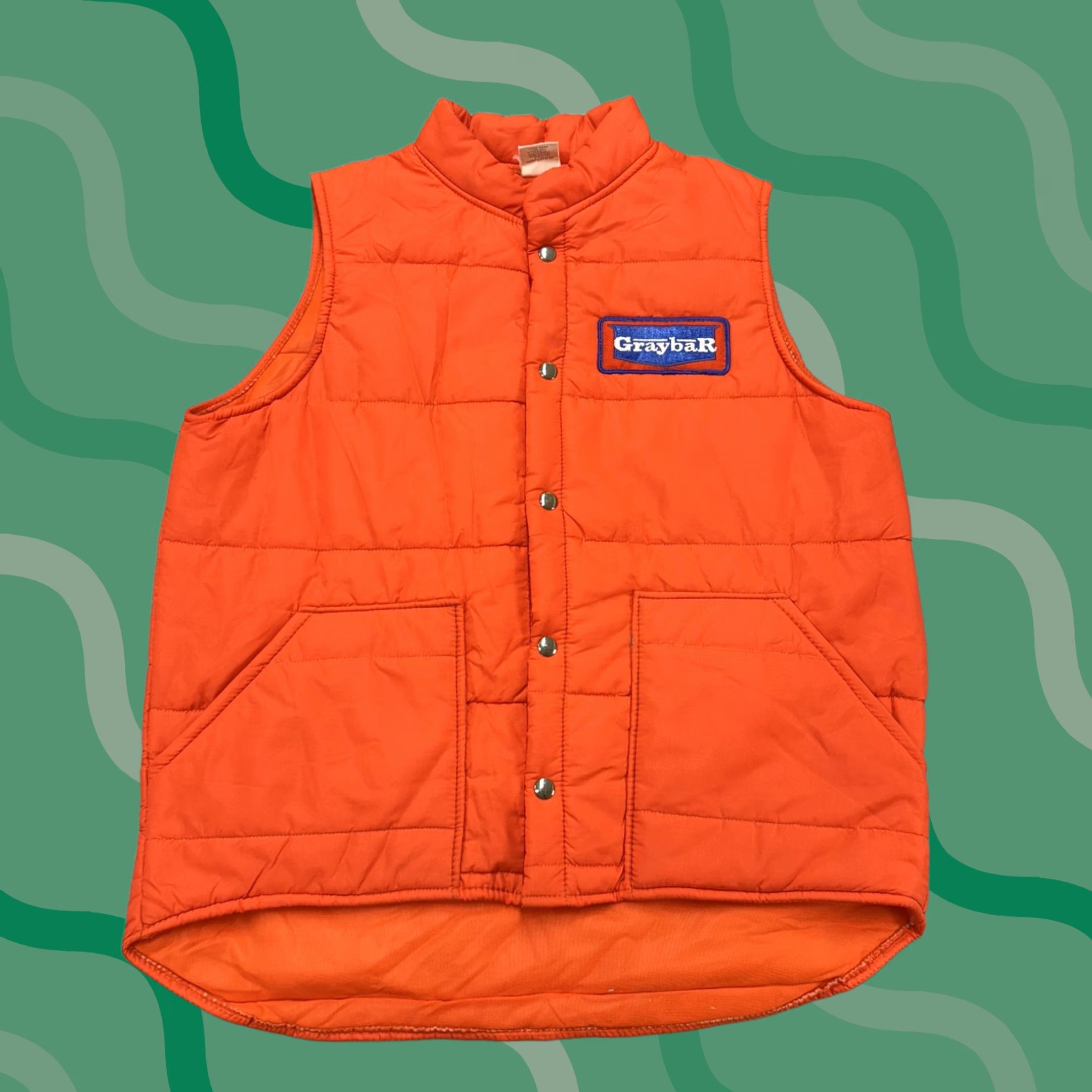 Vintage Vintage Cap'n Jac Vest Mens Large Orange Quilted Nylon Insulated Workwear Cap'n Jac Logo Pockets Front Snap Embroidered Size US L / EU 52-54 / 3 - 1 Thumbnail