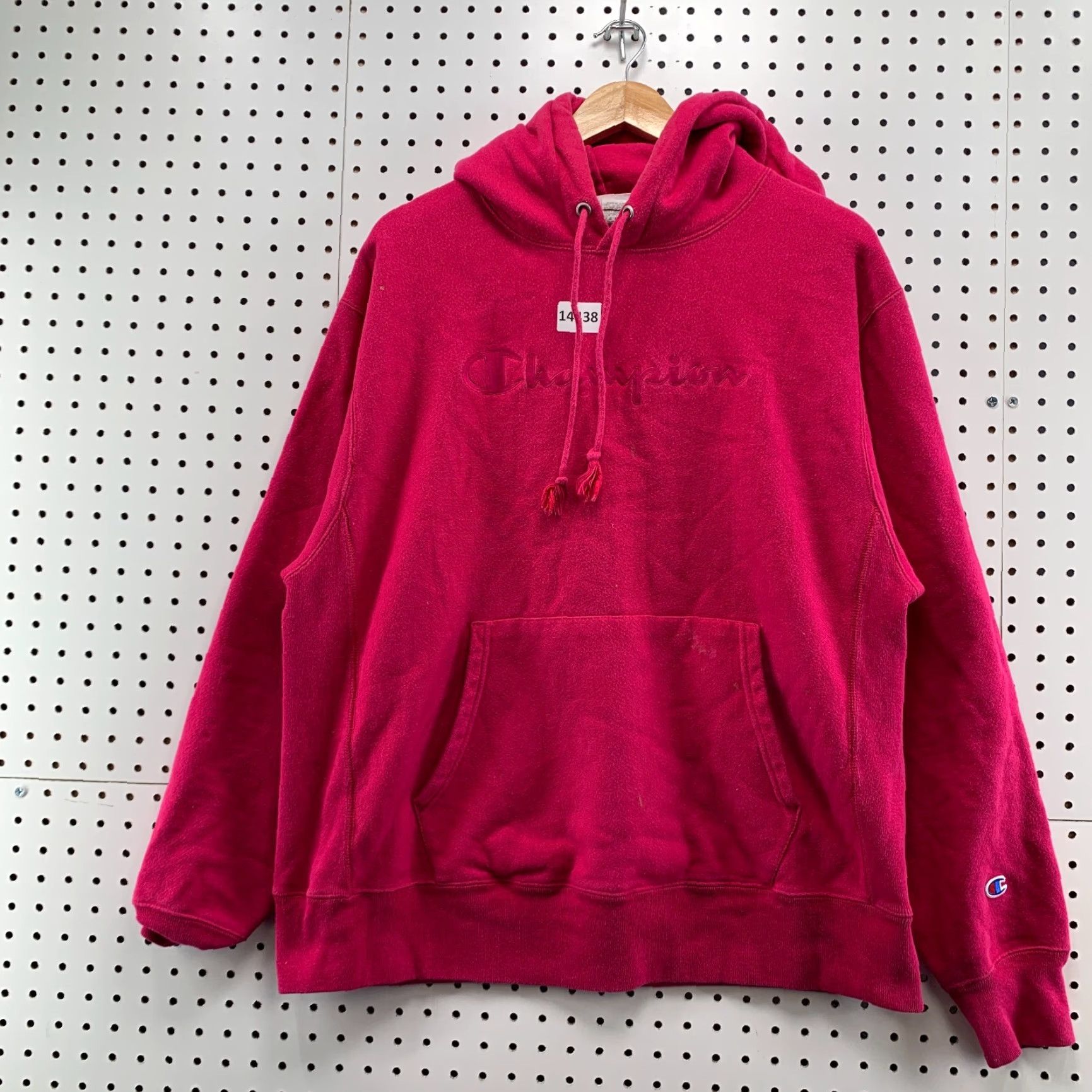 Champion Champion Hoodie Mens Large Pink Tonal Spell Out Reverse Weave Hooded Sweatshirt 90s Logo Size US L / EU 52-54 / 3 - 7 Thumbnail