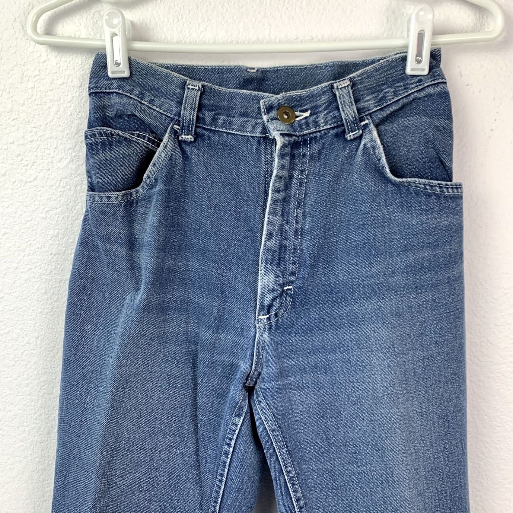 Lee VINTAGE Lee Mens Blue Jeans High Rise Straight Leg USA Talon Zipper 26" Waist 70s Jeans Blue Mens Size US 26 / EU 42 - 2 Thumbnail