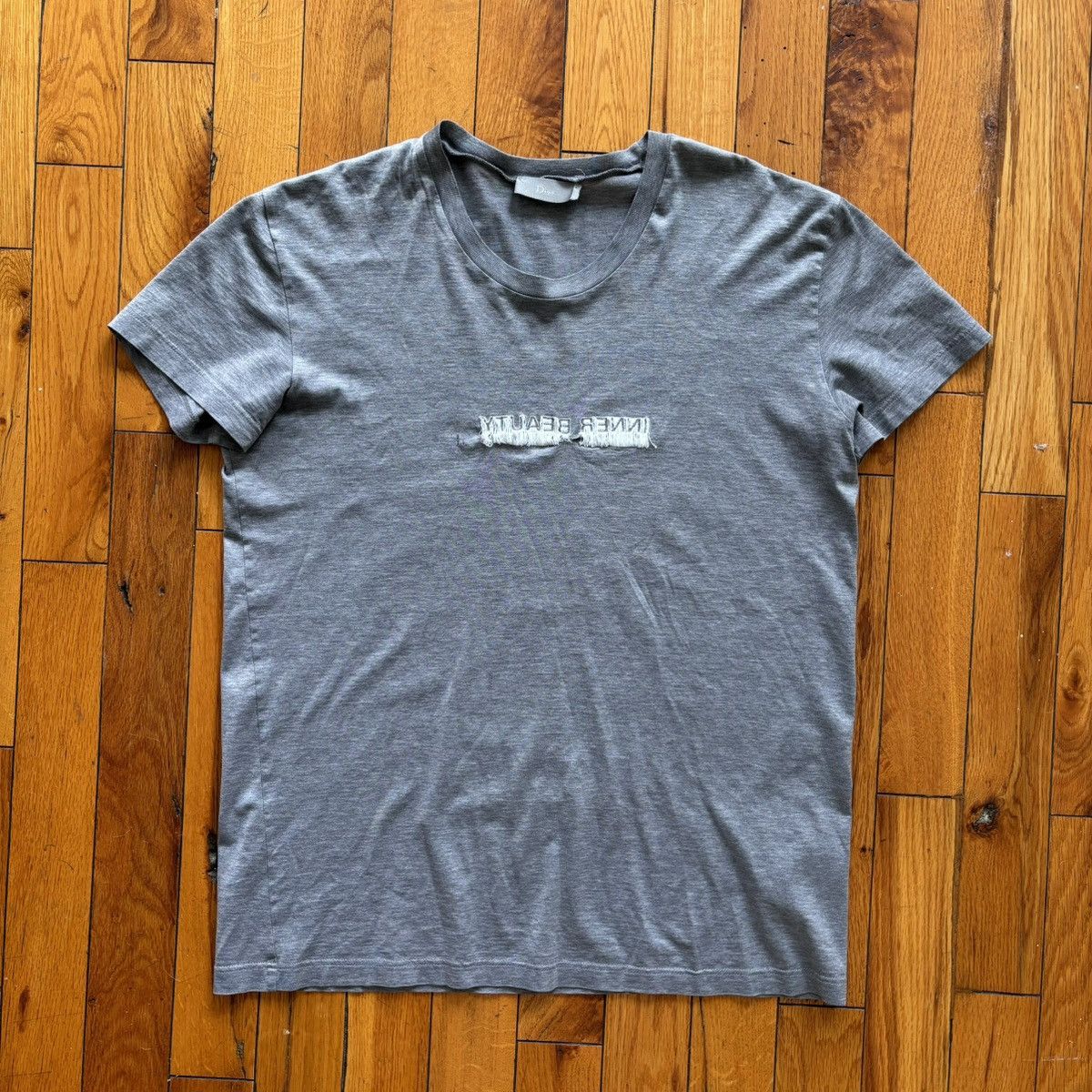 image of Dior Inner Beauty Stitched Tee in Grey, Men's (Size Medium)