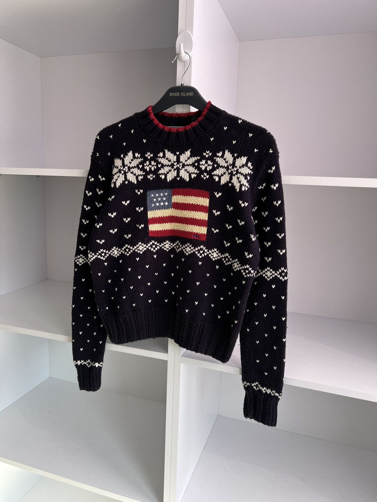 Polo Ralph Lauren × Ralph Lauren Sport × Vintage Vintage Polo Sport Sweater Women’s Navy American Flag Size M / US 6-8 / IT 42-44 - 2 Thumbnail