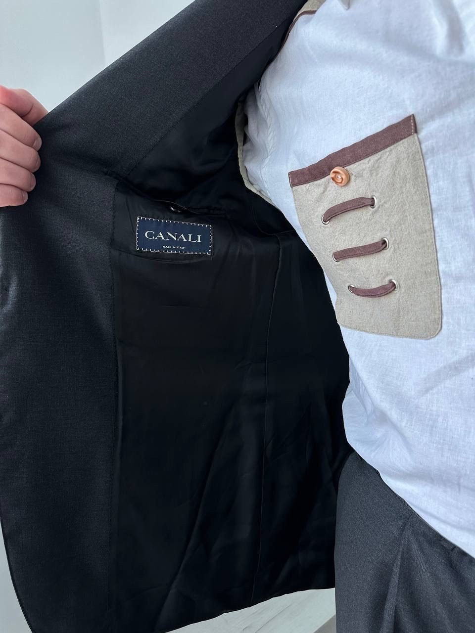 Canali × Vintage Vintage Canali Men's Trousers+Jacket Gray Loro Piana Suit Size 54L - 3 Thumbnail
