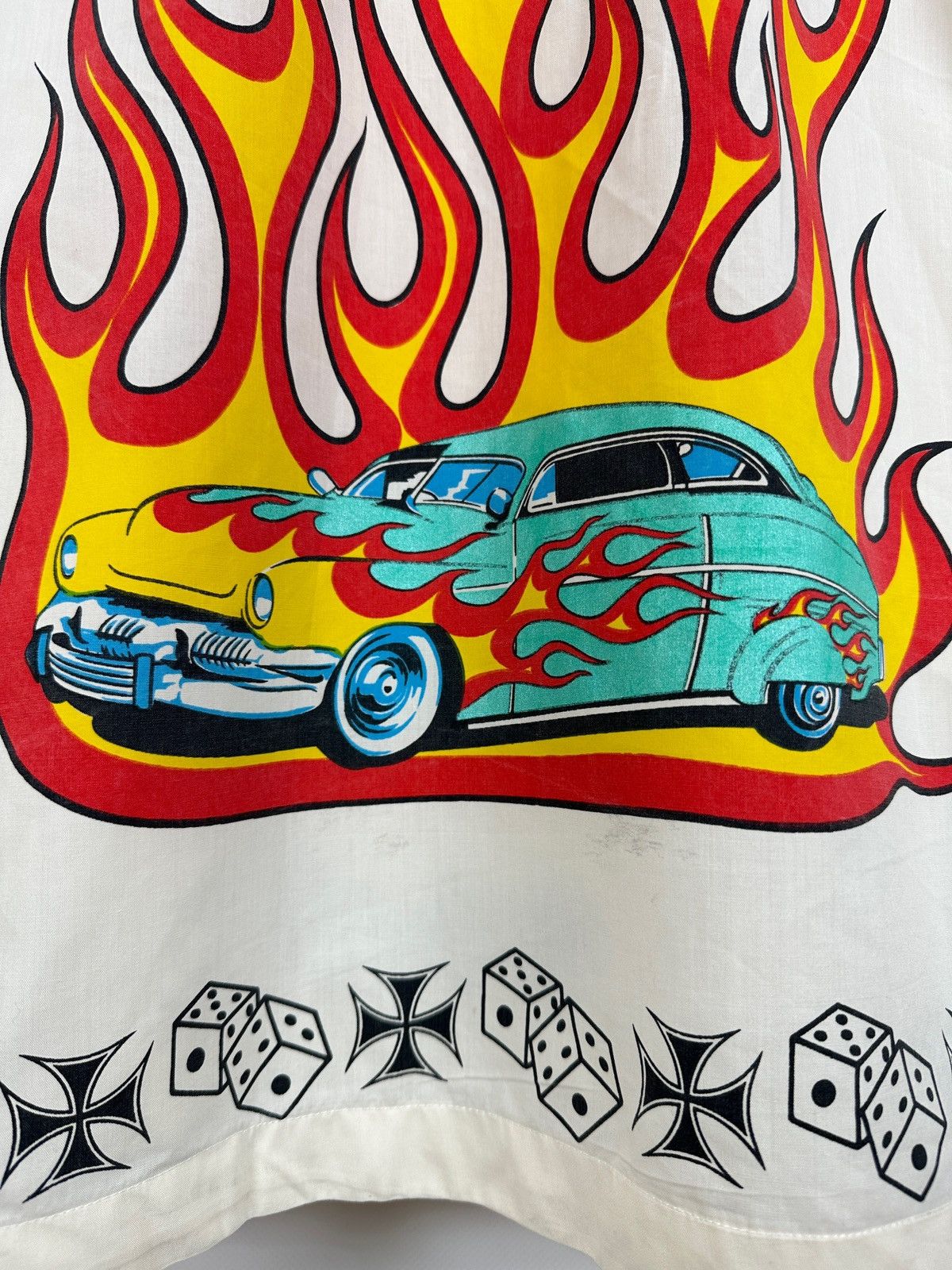 Other Vintage Pete Chenaski Fire Flame Car Crazy Hawaiian Shirt Size US XL / EU 56 / 4 - 15 Thumbnail