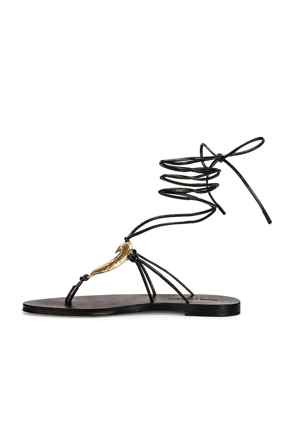 Saint Laurent Paris o1s1wg111024 Love Flat Sandals Smooth Leather Gold-Tone Size US 6.5 / IT 36.5 - 5 Thumbnail