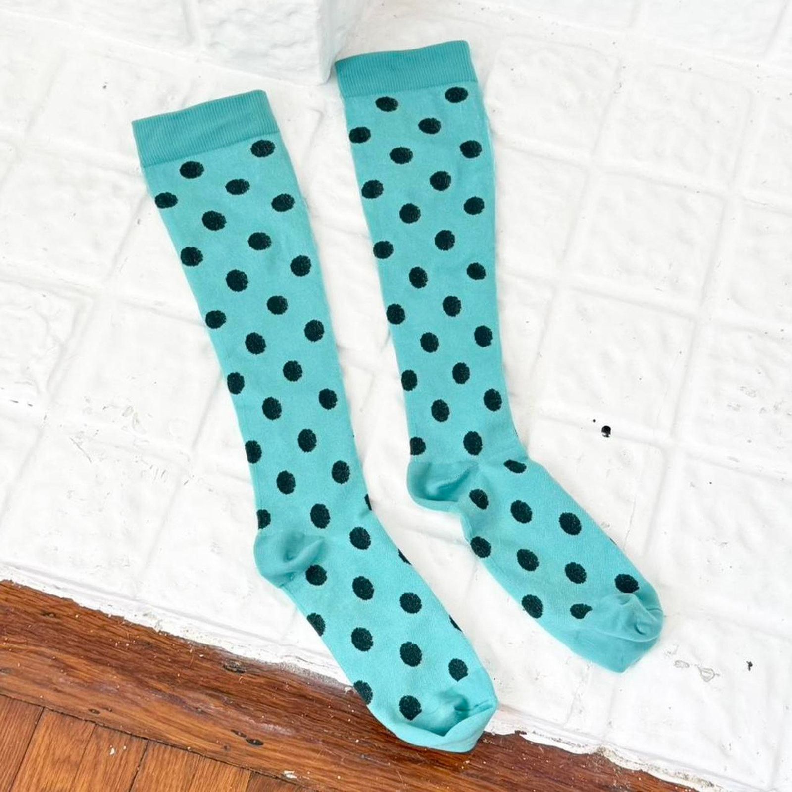 Other polka dot indie sleaze knee high socks teal Size ONE SIZE - 3 Thumbnail