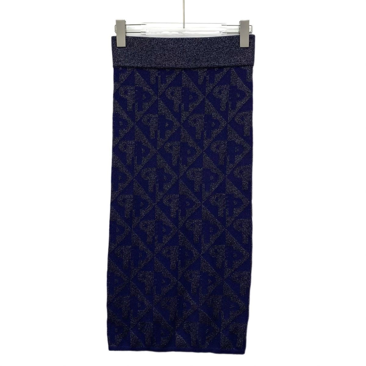 Pinko Pinko Purple Shiny Knit Stretch Midi Skirt K26WX Size 26" / US 2 / IT 38 - 1 Thumbnail