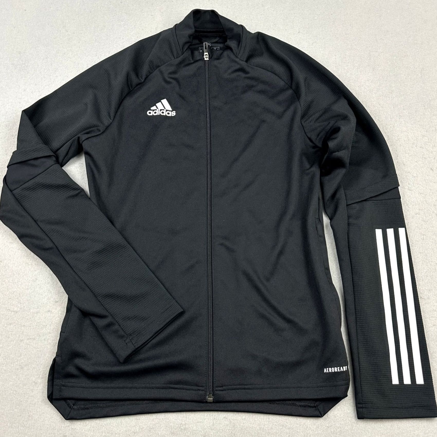 Adidas Adidas Track Jacket Men S Black Solid Full Zip 3 Stripes Aeroready Pockets Size US S / EU 44-46 / 1 - 2 Thumbnail