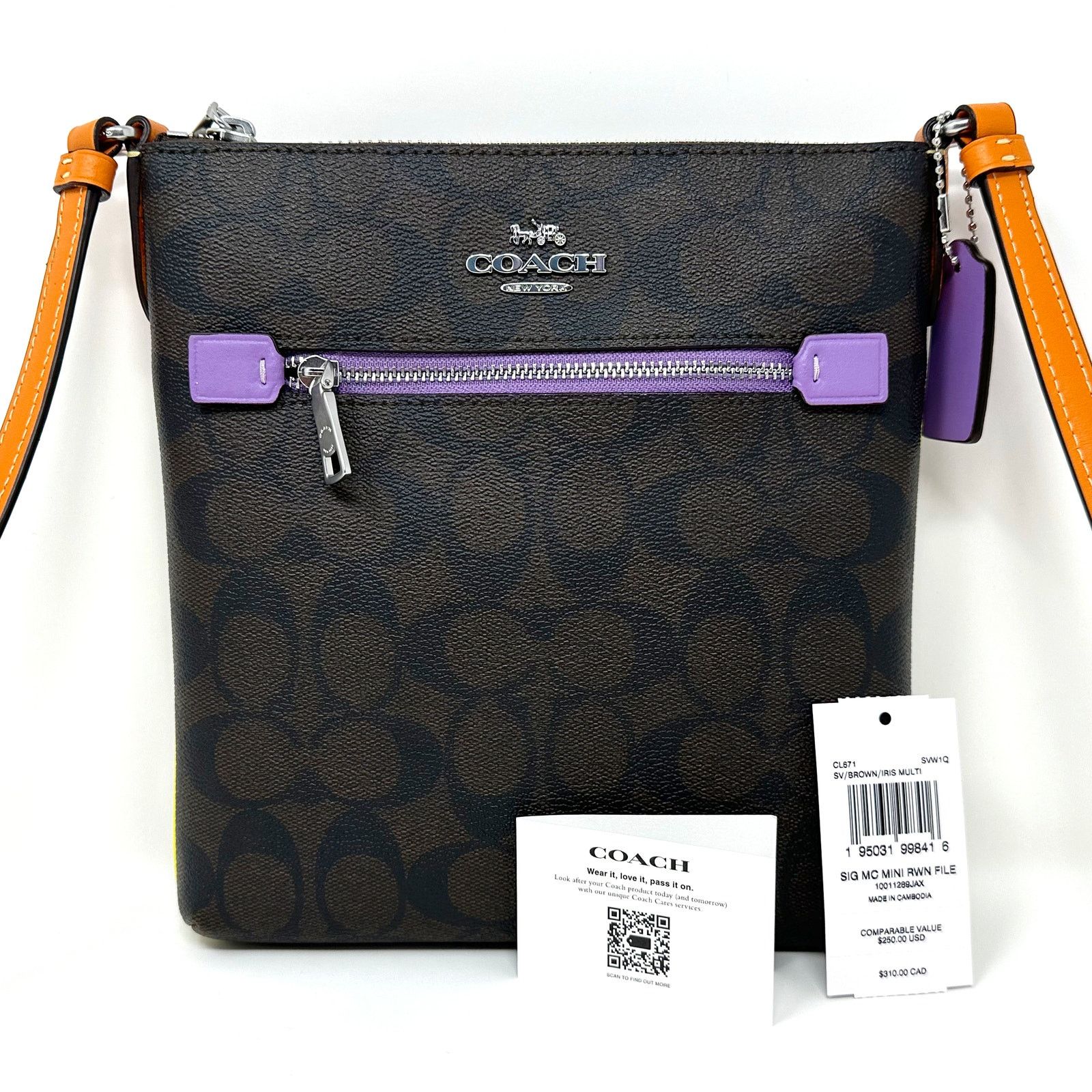 Coach Coach Mini Rowan File Bag Signature Canvas Brown Iris CL671 Size ONE SIZE - 8 Thumbnail