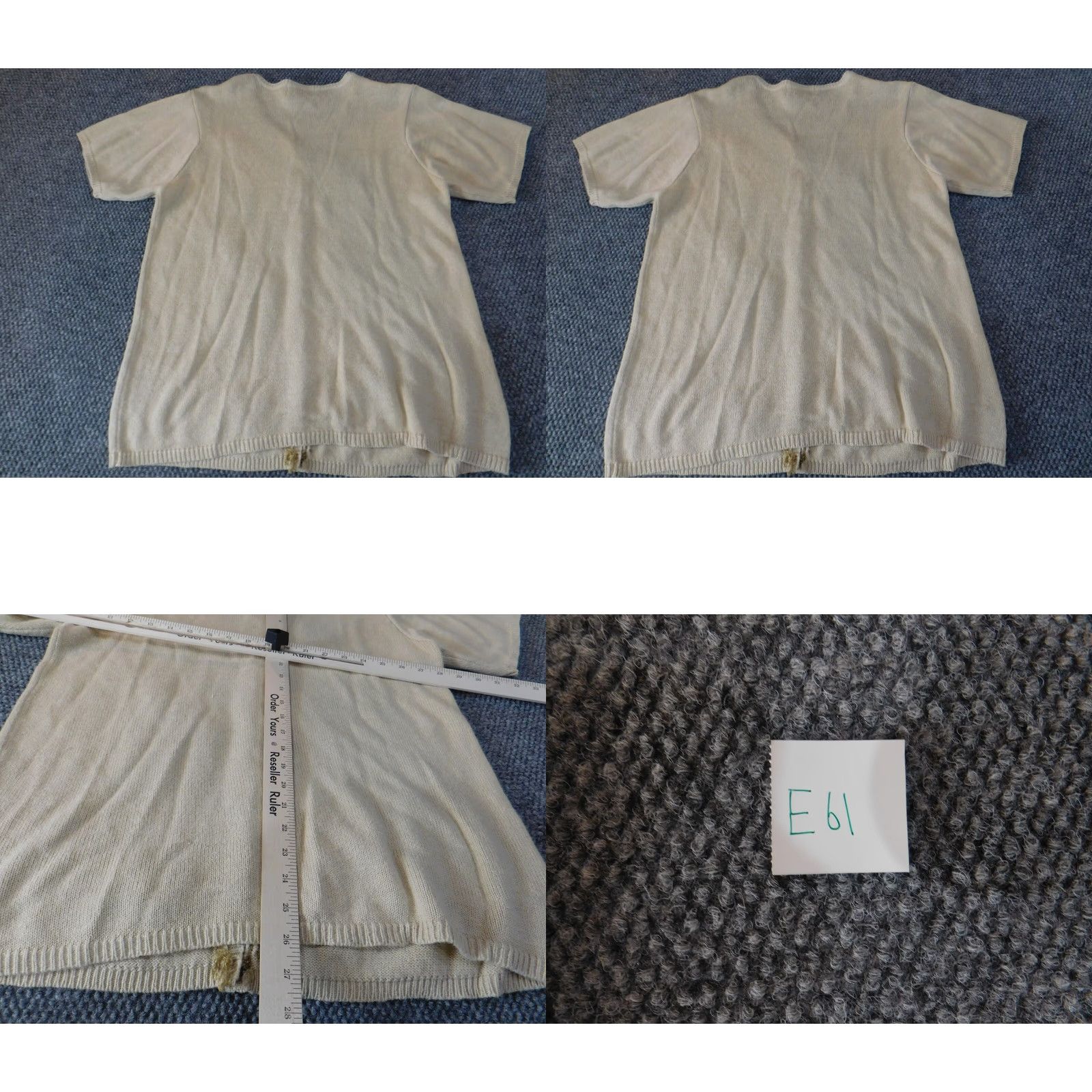 Vintage Susan Graver Cardigan Sweater Womens L Beige Cotton Ramie Knit Button Pullover Round Neck Short Raglan Sleeve Tight-Knit Regular Size L / US 10 / IT 46 - 8 Thumbnail