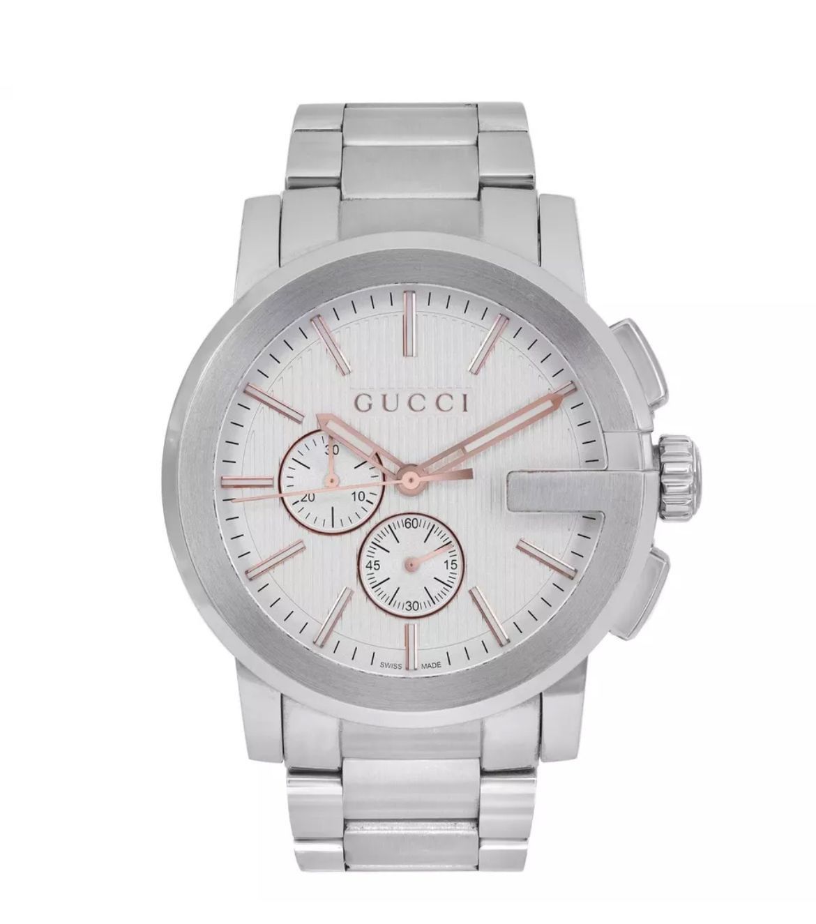 Gucci G-Chrono 44Mm Watch Ya101201  Silver Quartz Dial, Men's
