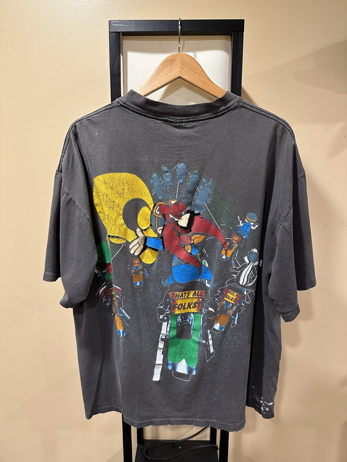 Cartoon Network Vintage Looney Tunes 1993 Motorcycle Biker Faded T-Shirt Size US XL / EU 56 / 4 - 2 Thumbnail