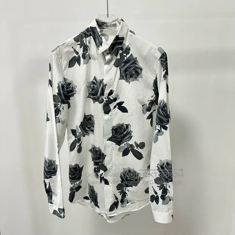 Dior Dior Size 37 White rose full print shirt Size US XXS / EU 40 - 1 Thumbnail
