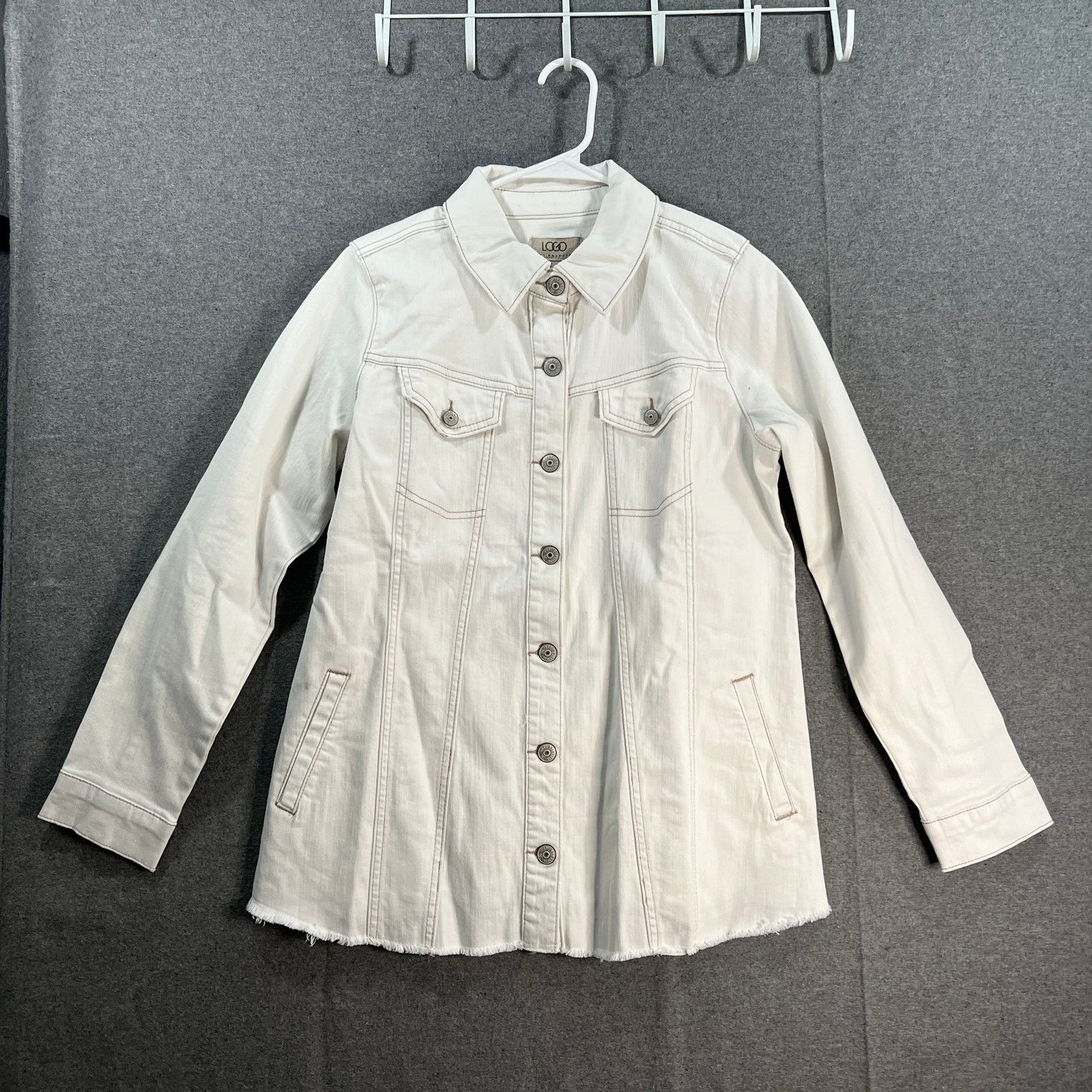Other LOGO by Lori Goldstein Jeans Jacket Size 6 White Size M / US 6-8 / IT 42-44 - 1 Thumbnail