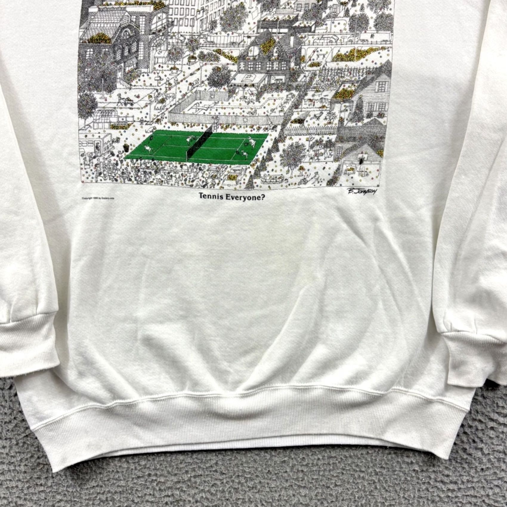 Jerzees VINTAGE Jerzees Sweatshirt Mens XL White 80s 90s Tennis Graphic Print Long Sleeve Crew Neck Pullover Size US XL / EU 56 / 4 - 2 Thumbnail