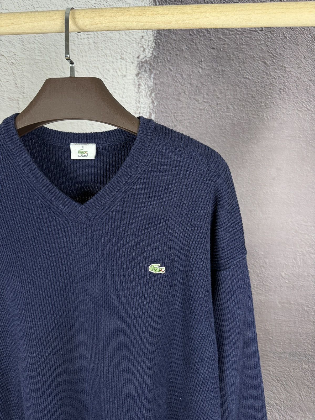 Lacoste × Vintage Lacoste vintage v-neck ribbed sweater pullover Size US XL / EU 56 / 4 - 4 Thumbnail
