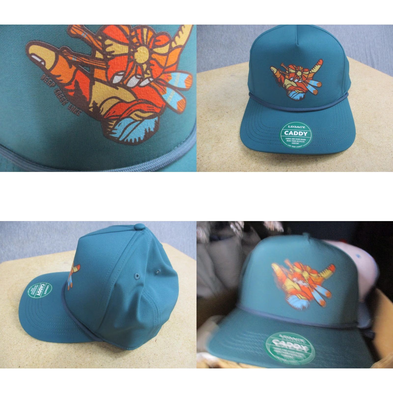 Our Legacy Legacy Deep Creek Lake Hat Cap Snap Back Mens One Size Green Rope Caddy Graphic Size ONE SIZE - 9 Thumbnail