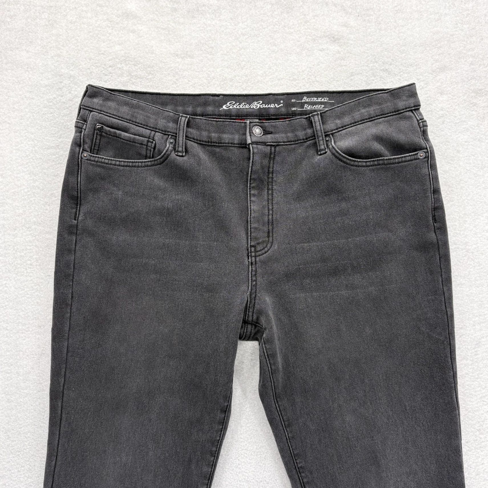 Eddie Bauer Eddie Bauer Jeans Womens 14 Gray Charcoal Wash Boyfriend Relaxed Lined Insulated Denim 5-Pocket Pockets Zip Rise High Womens Size 36" / US 14 / IT 50 - 2 Thumbnail