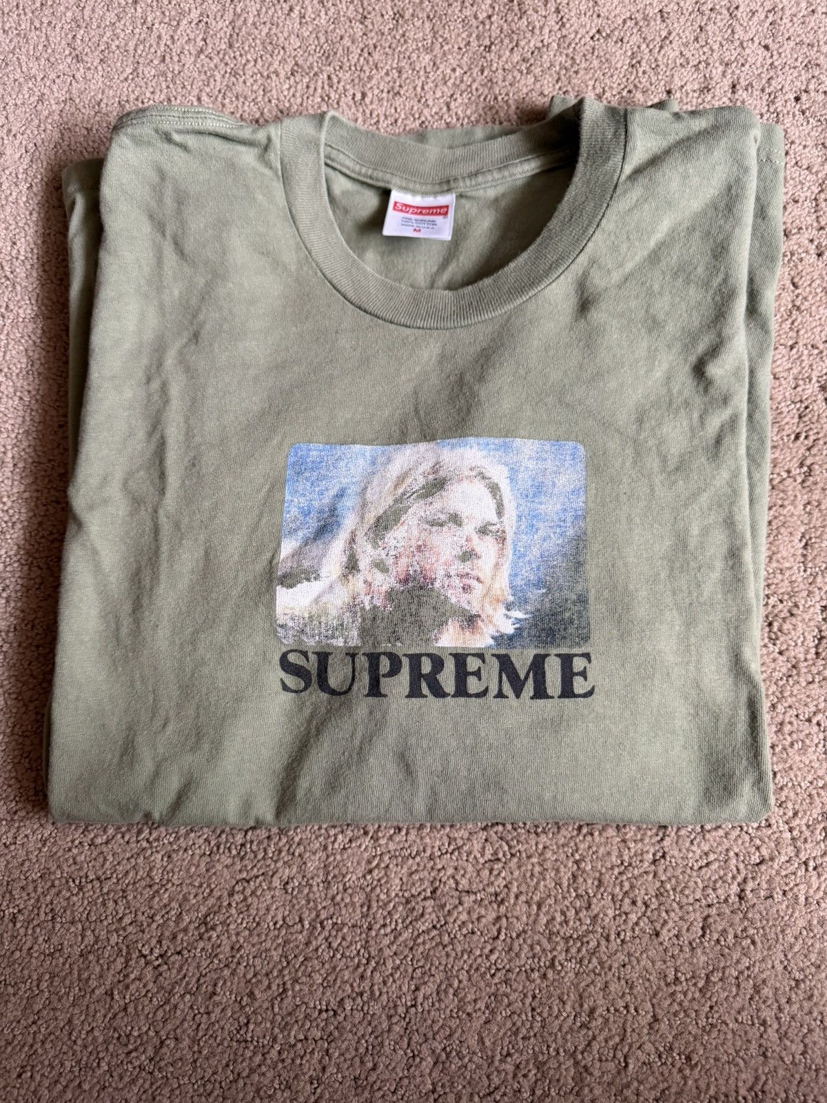 Supreme SS23 Kurt Cobain Photo Tee Light Olive Size Medium