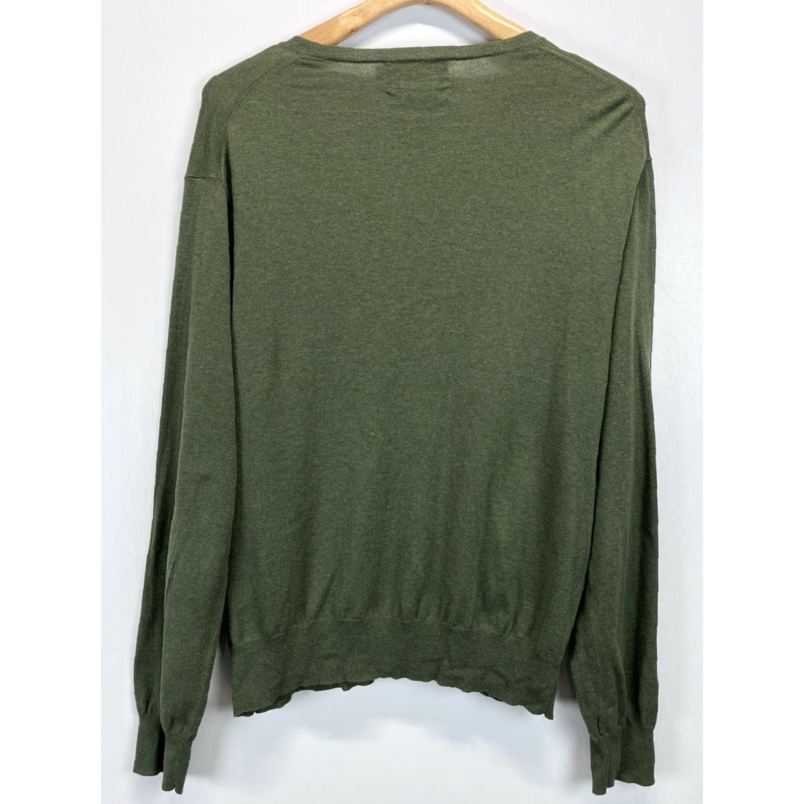 Polo Ralph Lauren VINTAGE Polo Ralph Lauren V-Neck Sweater Mens Large Olive Green Pima Cotton Pullover Size US L / EU 52-54 / 3 - 2 Thumbnail