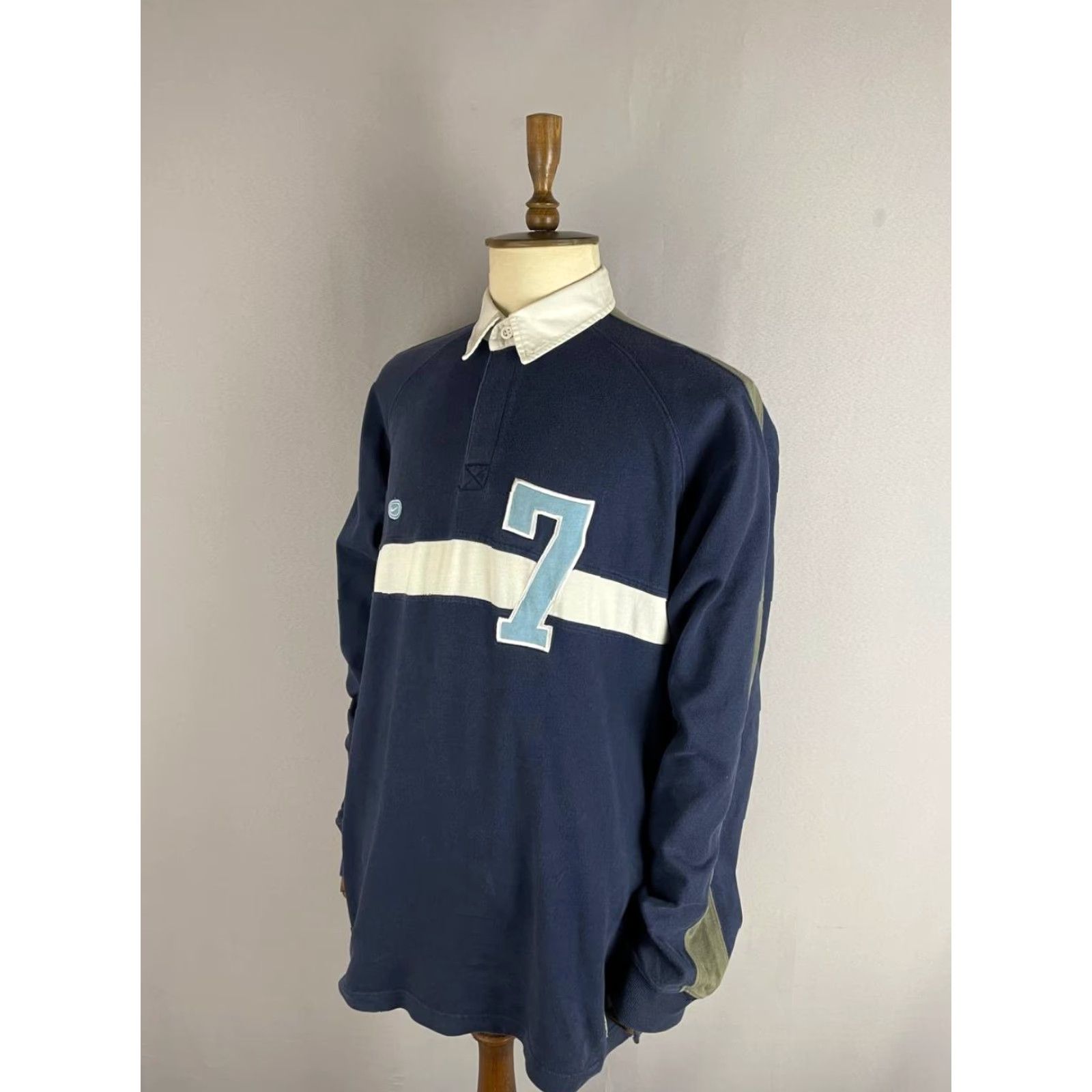 Nike Nike Polo Shirt Rugby#7 XL Blue Cotton Long Sleeve Collared Shirt Mens Regular Fit Size US XL / EU 56 / 4 - 2 Thumbnail