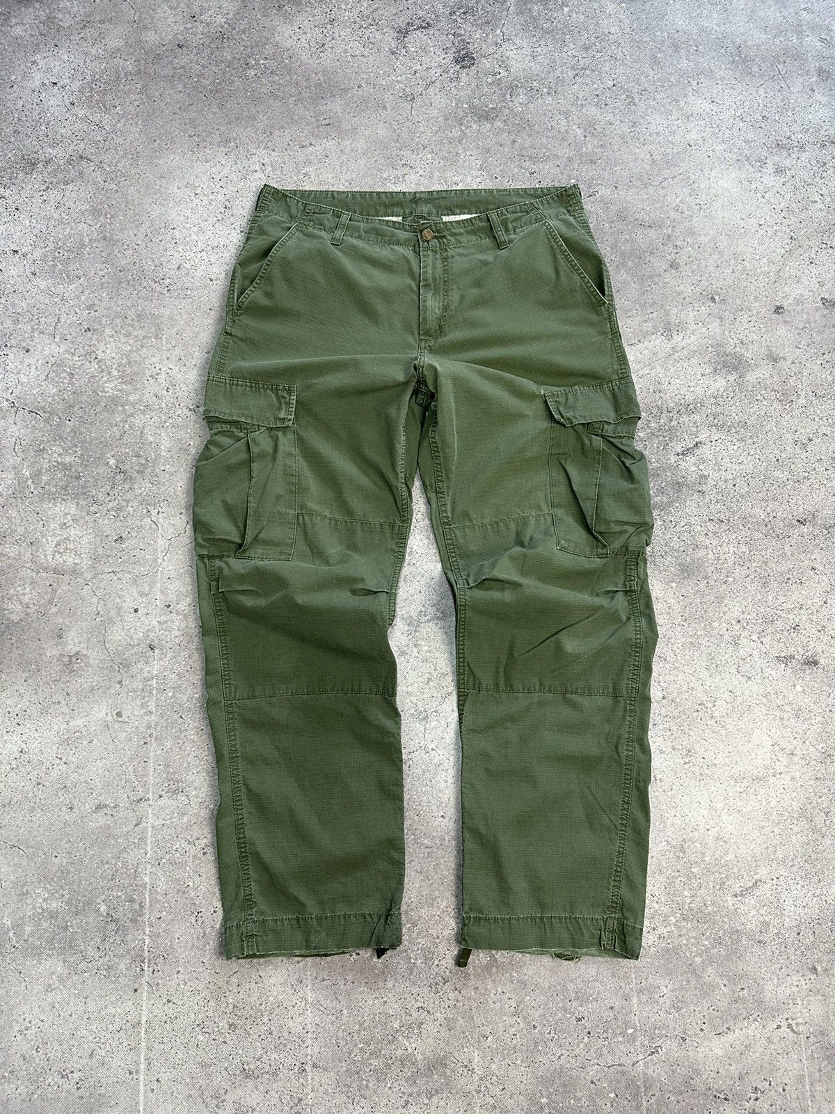 Carhartt × Vintage Vintage Carhartt Cargo Distressed Pants Faded Khaki Y2K Size US 34 / EU 50 - 3 Thumbnail