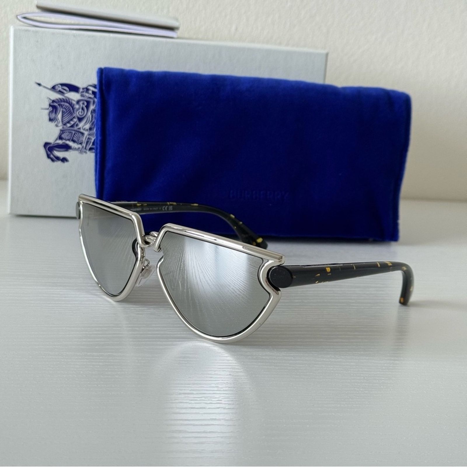 Burberry New Burberry Sunglasses B3152 10056G Silver Mirror Authentic Size ONE SIZE - 1 Thumbnail