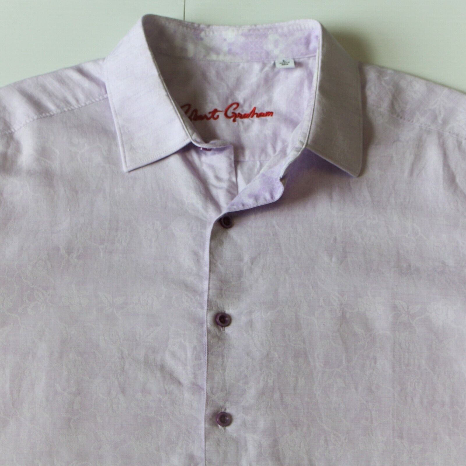 Robert Graham Bellarose Lilac Short Sleeve Classic Fit Dress Shirt size L Size US L / EU 52-54 / 3 - 2 Thumbnail