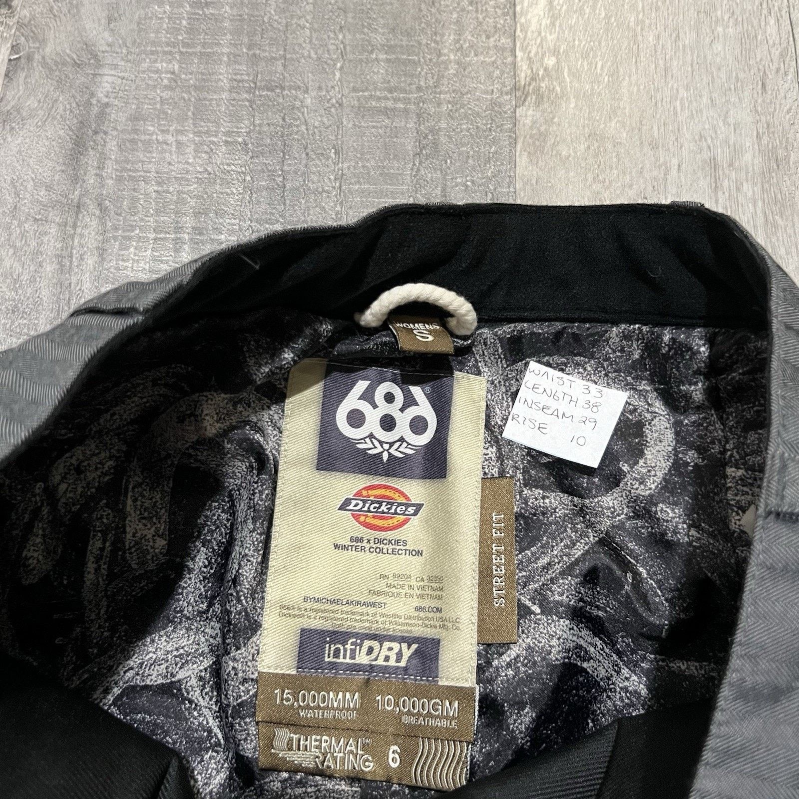 686 686 x Dickies Pants Womens S Gray infiDRY Snowboard Ski Size 33" - 5 Thumbnail