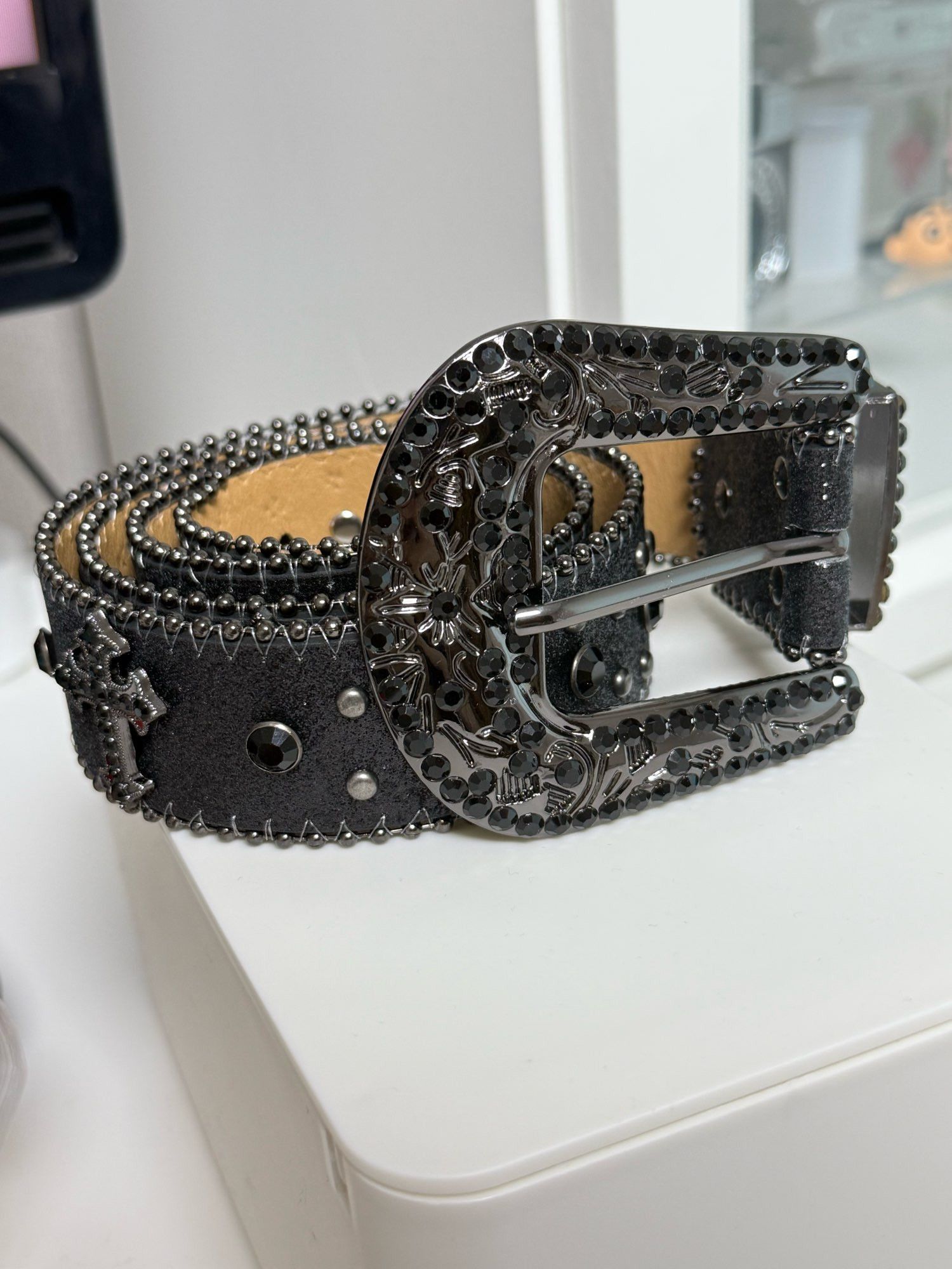 Japanese Brand Y2K Cross Rhinestone Belt Size ONE SIZE - 6 Thumbnail