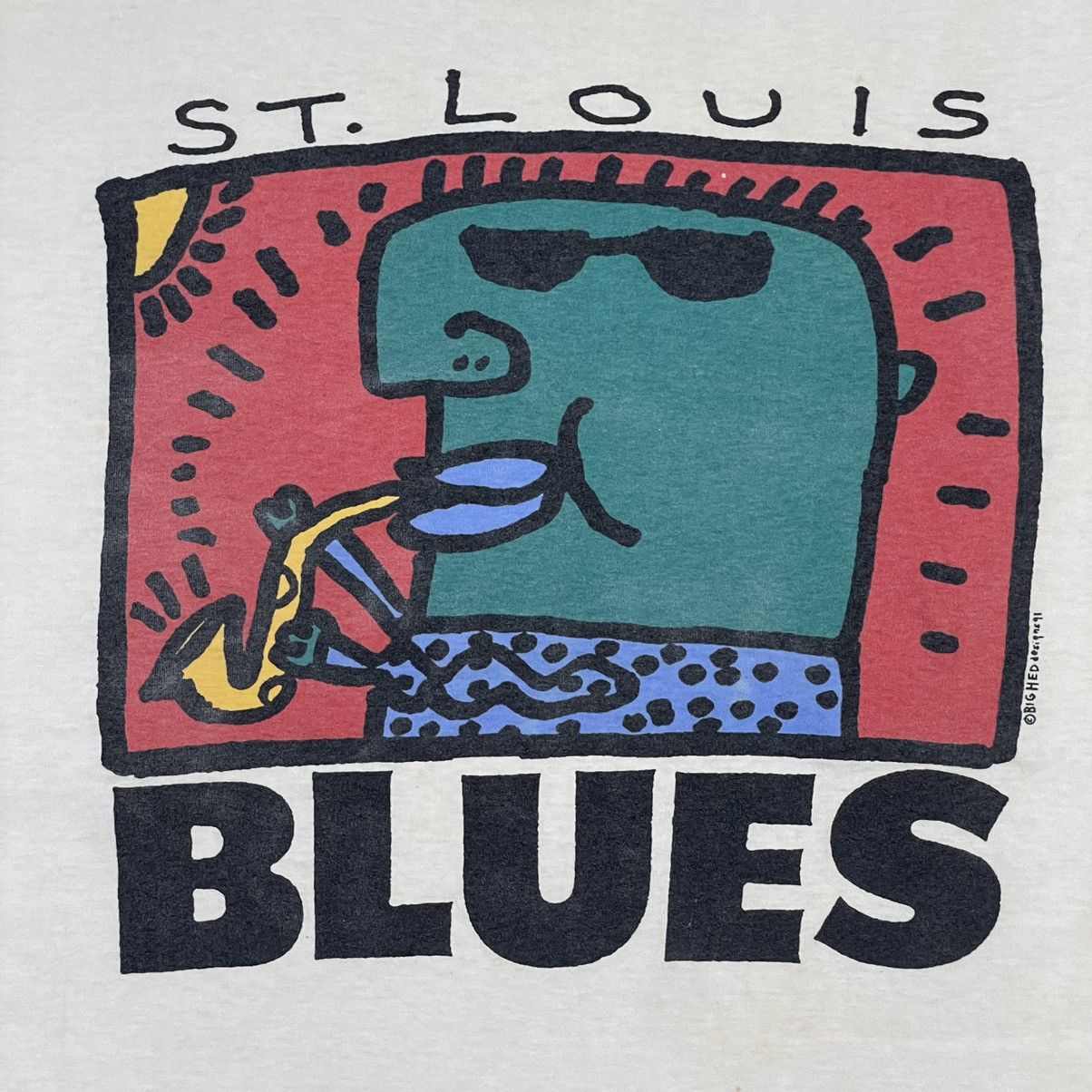 Band Tees VTG 91 Big Head Design St. Louis Blues Music Tee Size US XL / EU 56 / 4 - 7 Thumbnail