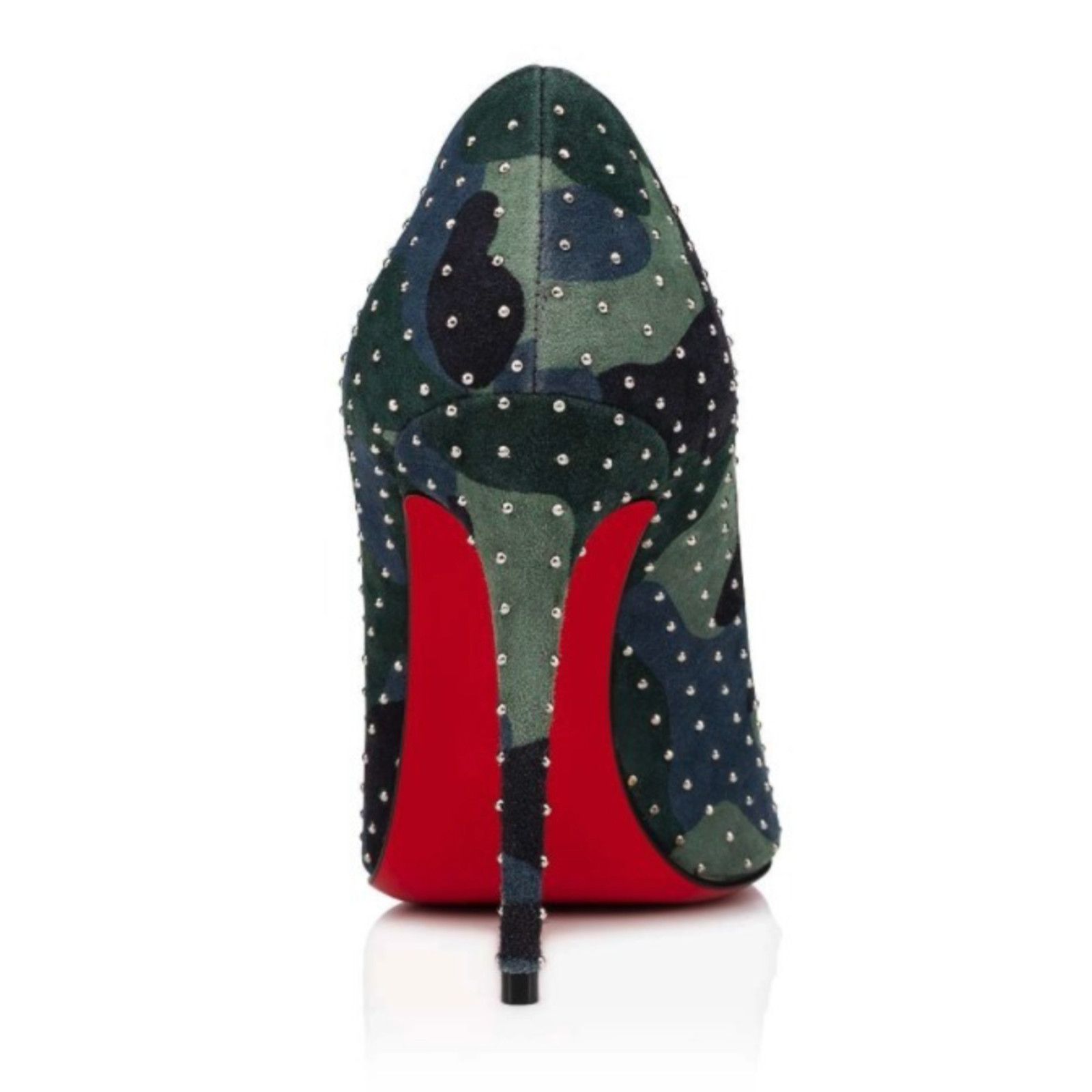 Christian Louboutin Kate Plume 100 Camo Blue Green Suede Classic Heel Pump 38.5 Size US 8.5 / IT 38.5 - 10 Thumbnail