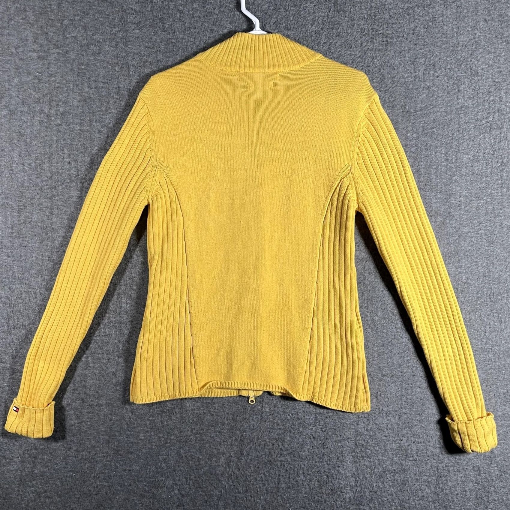 Tommy Hilfiger VINTAGE Tommy Hilfiger Sweater Womens XL Yellow Full Zip Mock Neck Knit Cotton Size XL / US 12-14 / IT 48-50 - 3 Thumbnail
