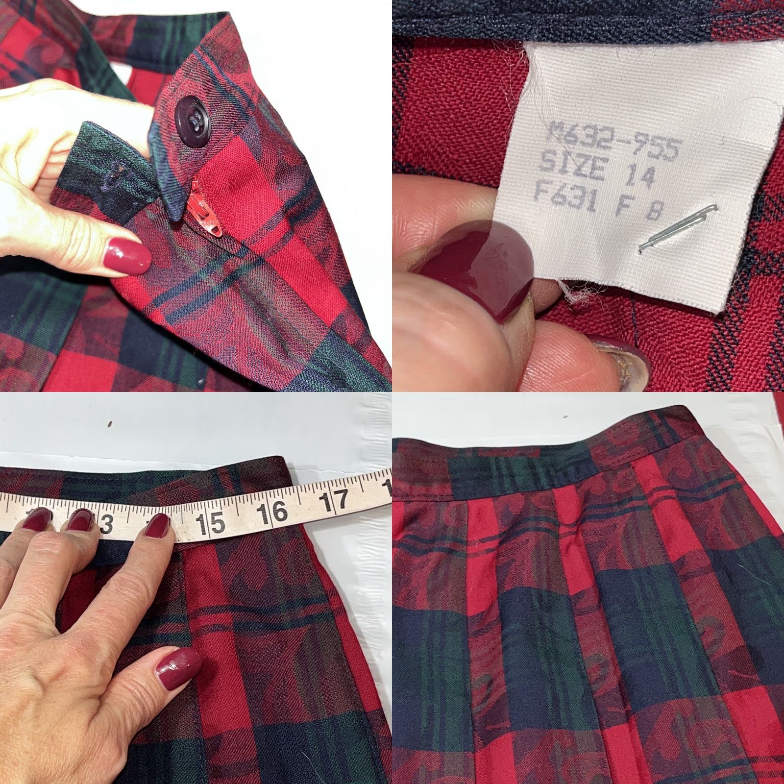 Pendleton VINTAGE Pendleton Plaid Wool Long Skirt 14 Plus Modest Pleated Zip Button Closure Womens Menus? Size 36" / US 14 / IT 50 - 8 Thumbnail