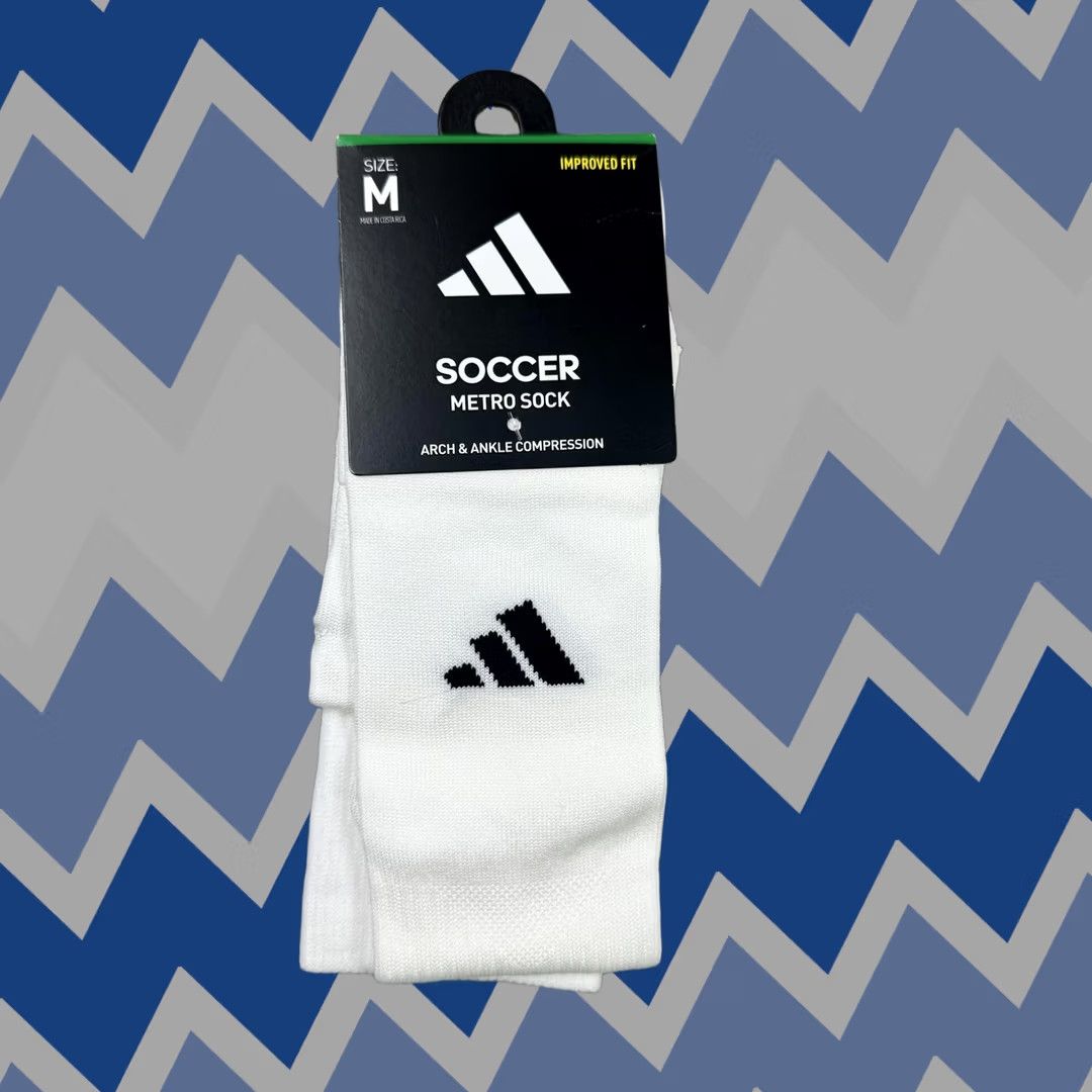 Adidas adidas Soccer Metro Socks Mens Medium White Arch & Ankle Compression Lightweight Socks Size ONE SIZE - 1 Thumbnail