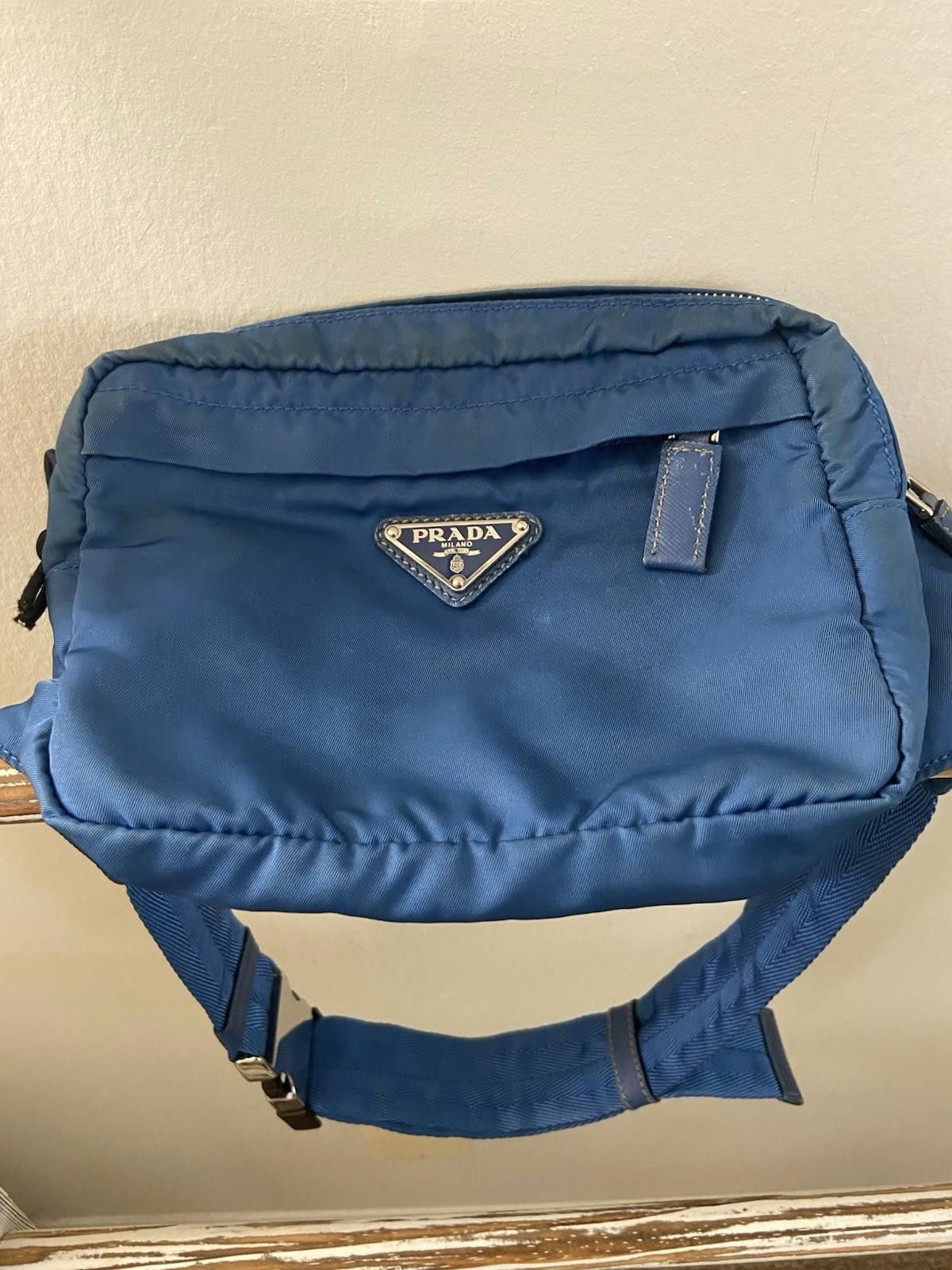 Prada Prada Cerulean Blue Nylon Leather Belt Bag Waist Pouch, Fair Size ONE SIZE - 1 Thumbnail